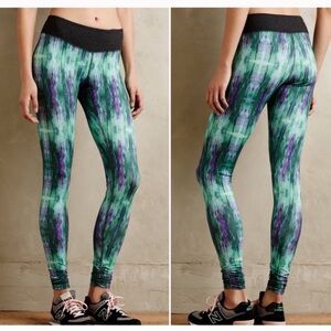 Anthropologie Pure Good Ziu Ruched Tie Dye Leggings Boho Athleisure Yoga Pilates
